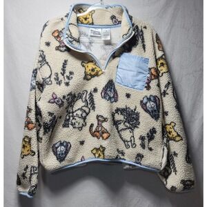 Disney Winnie the Pooh Fleece Pullover Sweatshirt Cream Multi Character Kids M